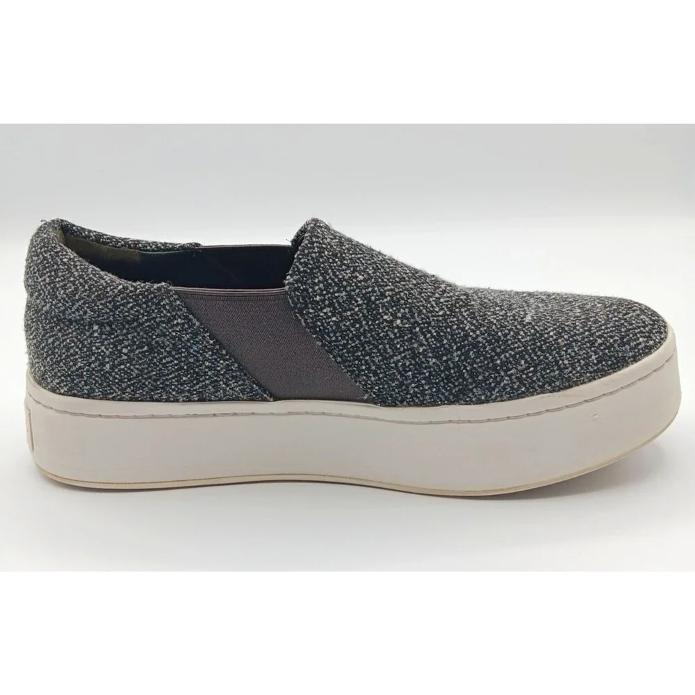 Vince Warren Sneakers Shoes Wm 8.5 Gray Tweed Slip On Platform Nautical Preppy